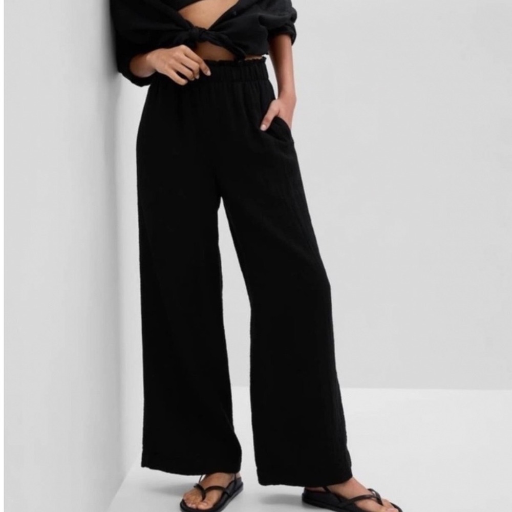 Gap Gauze Wide Leg Pants Black XXL NWT